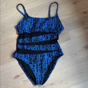 Shade Shore large Blue and Black Animal Print Swimsuit